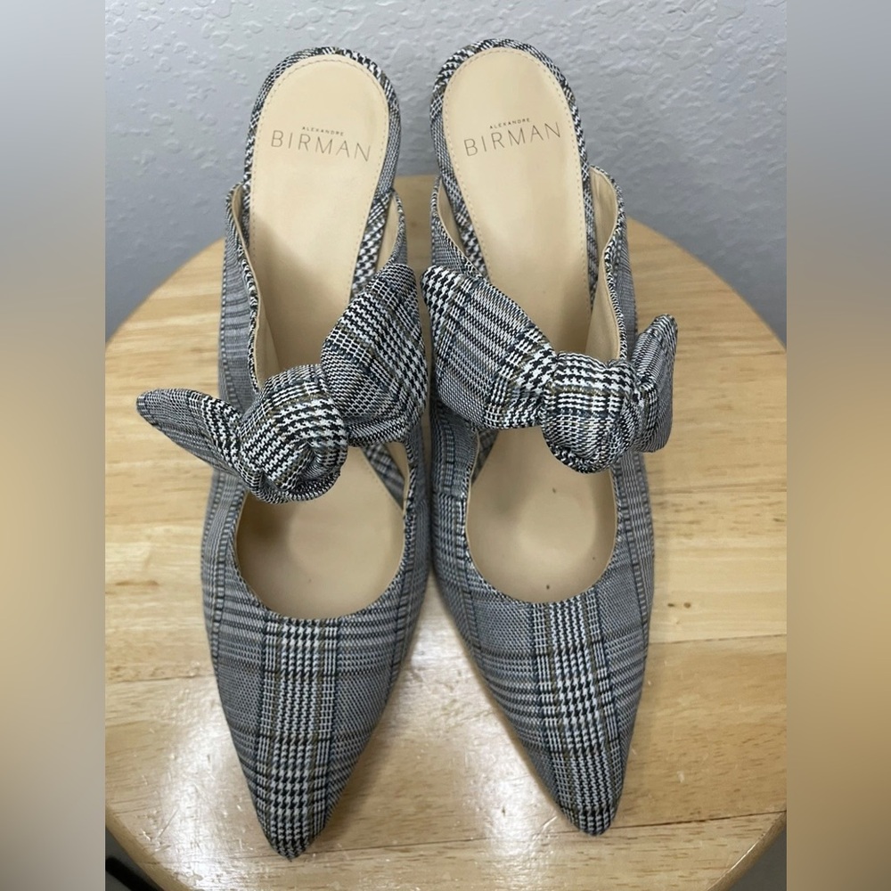 Alexandre Birman Women's Gray Plaid Mules Heels Size 7.5 - Picture 8 of 9